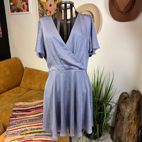 Express Dresses & Skirts - Express | Satin v-neck purple dress | 10